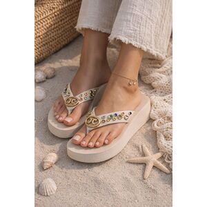 Jeffrey Campbell Iconics Womens Slip On Platform Flip Flop Sandals White Size 8